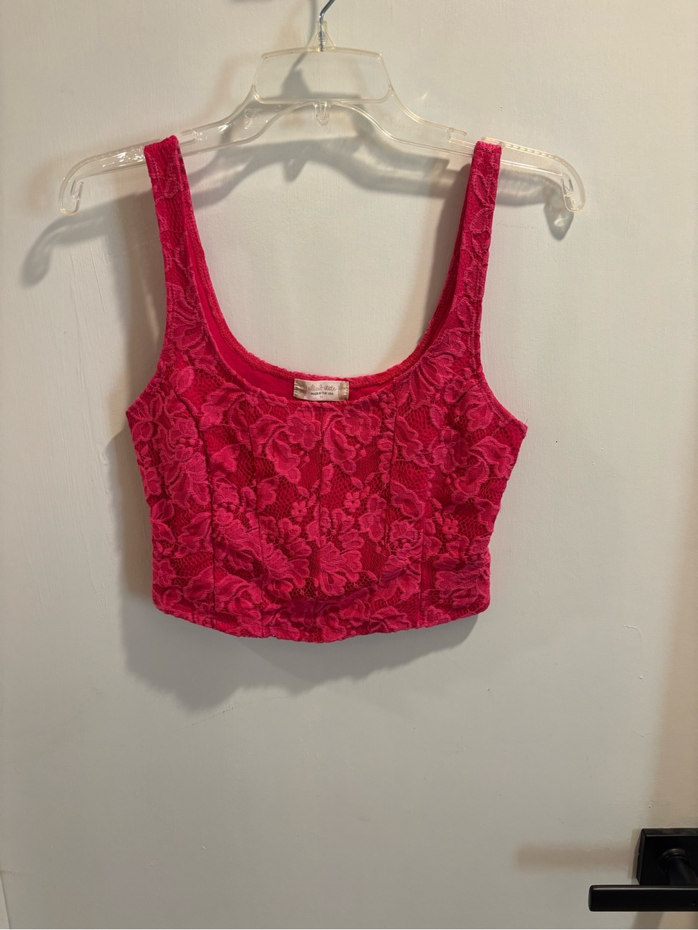 Altar'd State Hot Pink Lace Crop Tank